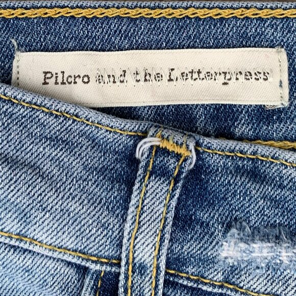 Pilcro and the Letterpress Side Velvet Lace Up Mid Rise Straight Leg Jeans Sz 26 - Picture 13 of 15